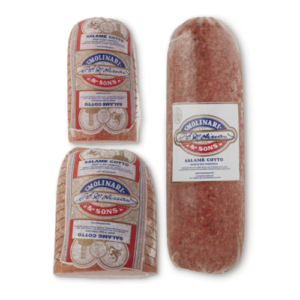 Group of large packaged Molinari's Cotto salami.